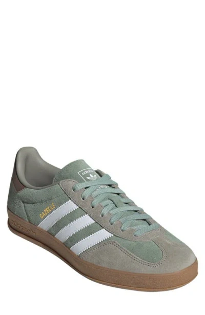 Adidas Originals Adidas Gazelle Trainer In Silver/green/white