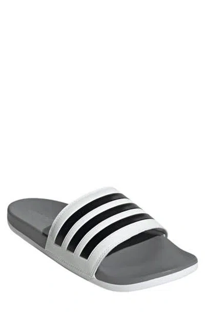 Adidas Originals Adidas Gender Inclusive Adilette Comfort Slide Sandal In White/black/grey
