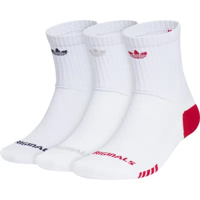 Adidas Originals Adidas Gender Inclusive Originals Tech 2.0 3-pack Quarter Socks In White/night Indigo/red