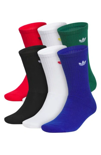 Adidas Originals Adidas Gender Inclusive Originals Trefoil 6-pack Rib Crew Socks In Multi
