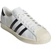 Adidas Originals Superstar Vintage Ostrich-effect Leather Sneakers In White/black/cream White