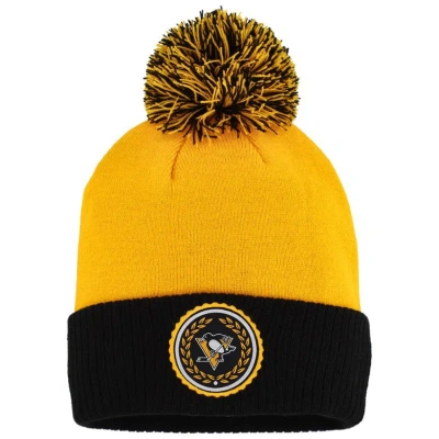 Adidas Originals Adidas Gold Pittsburgh Penguins Laurel Cuffed Knit Hat With Pom