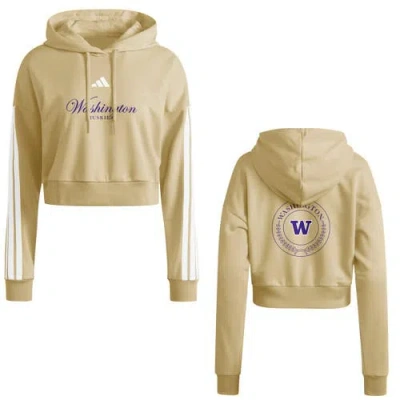 Adidas Originals Adidas Gold Washington Huskies Campus Queen Cropped Pullover Hoodie In Nude