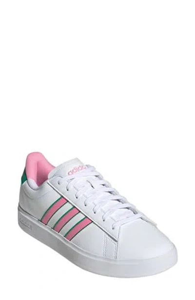 Adidas Originals Adidas Grand Court 2.0 Sneaker In White/bliss Pink/court Green