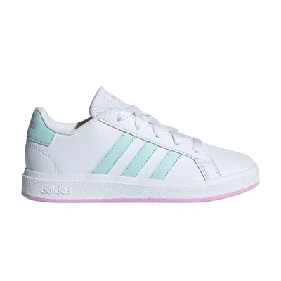 Pre-owned Adidas Originals Adidas Grand Court Lace-up J 'white Aqua Bliss Lilac' | Kid's Size 3