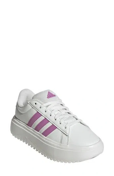 Adidas Originals Adidas Grand Court Platform Sneaker In White/purple/purple