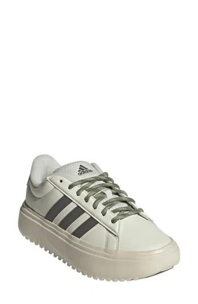 Adidas Originals Adidas Grand Court Platform Sneaker In Off White/charcoal/white