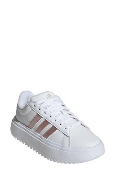 Adidas Originals Adidas Grand Court Platform Sneaker In White/pink/pink