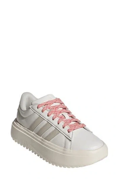 Adidas Originals Adidas Grand Platform Sneaker In Alumina/putty/scarlet