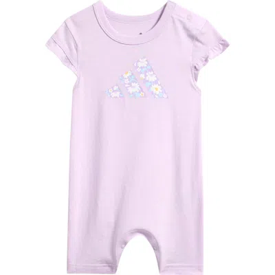 Adidas Originals Babies' Adidas Graphic Print Cap Sleeve Romper In Purple