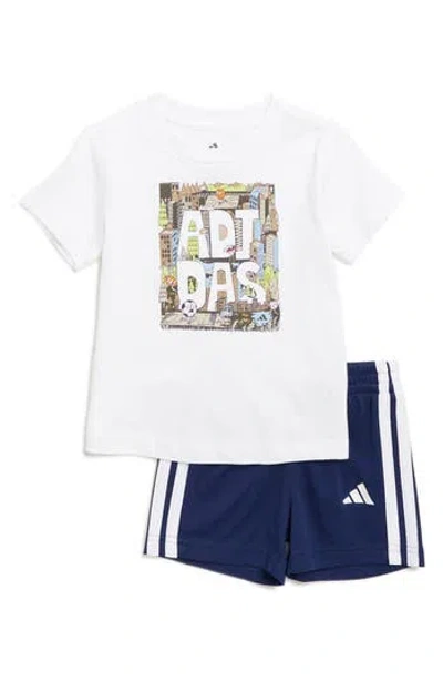 Adidas Originals Babies' Adidas Graphic T-shirt & Shorts Set In White