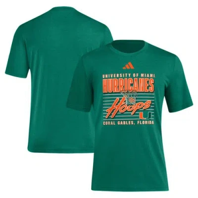 Adidas Originals Men's Green Miami Hurricanes Locker Swish Tri-blend T-shirt