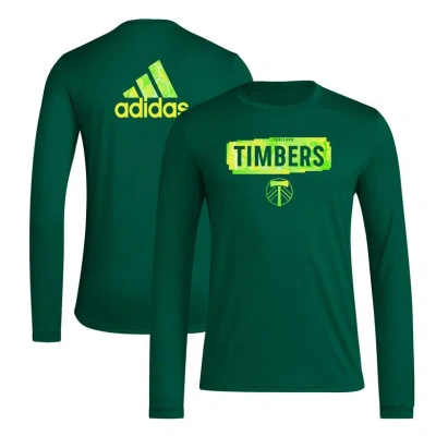 Adidas Originals Adidas Green Portland Timbers Local Pop Aeroready Long Sleeve T-shirt