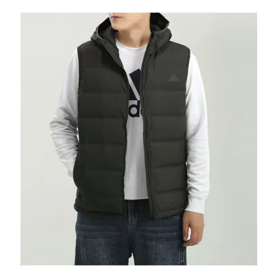 Adidas Originals Adidas Helionic Vest Stay Warm Hooded Down Vest Brown In Green