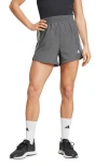 Adidas Originals Pacer High Waist Knit Shorts In Grey/white