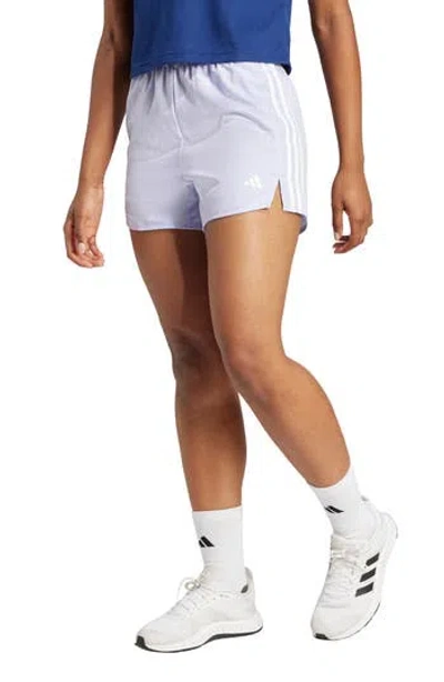 Adidas Originals Adidas High Waist 3-stripe Shorts In Violet Tone/white