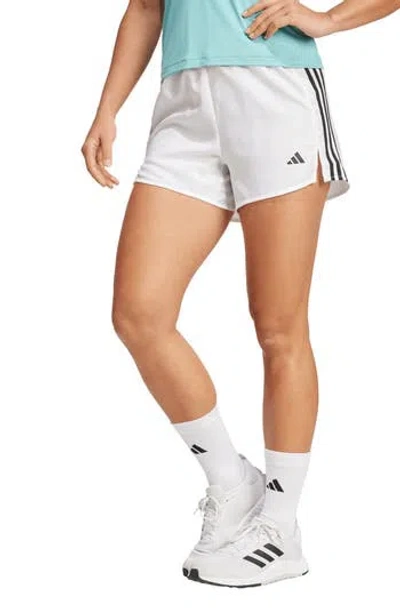 Adidas Originals Adidas High Waist 3-stripe Shorts In White/black