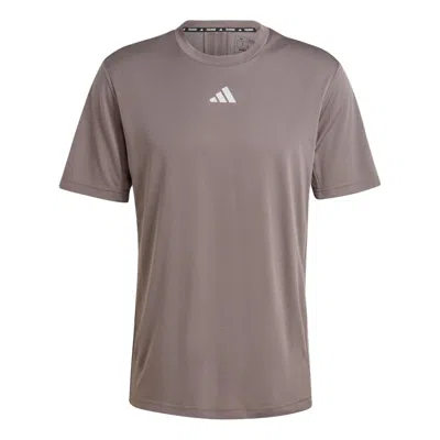 Adidas Originals Adidas Hiit Workout 3-stripes T-shirt Asia Sizing 'taupe' In Gray