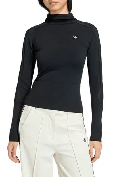 Adidas Originals Adidas Hooded Logo Knit Sweater In Black