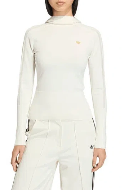 Adidas Originals Adidas Hooded Logo Knit Sweater In White