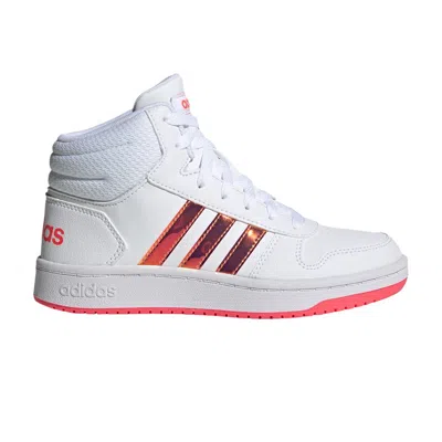 Pre-owned Adidas Originals Adidas Hoops 2.0 Mid J 'white Signal Pink' | Kid's Size 5.5