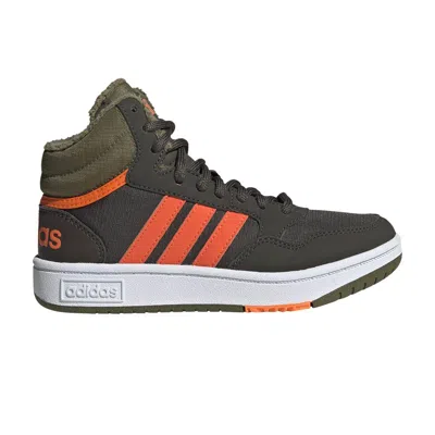 Pre-owned Adidas Originals Adidas Hoops 3.0 Mid J 'shadow Olive Impact Orange' | Green | Kid's Size 6.5