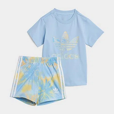 Adidas Originals Babies' Adidas Infant And Kids' Toddler Originals T-shirt And Shorts Set In Clear Sky