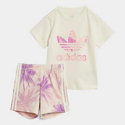 Adidas Originals Babies' Adidas Infant And Kids' Toddler Originals T-shirt And Shorts Set In Cream White
