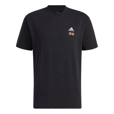 Adidas Originals Adidas Iseem Gfx Tee Outdoor Sports Printing Round Neck Short Sleeve Couple Style Black