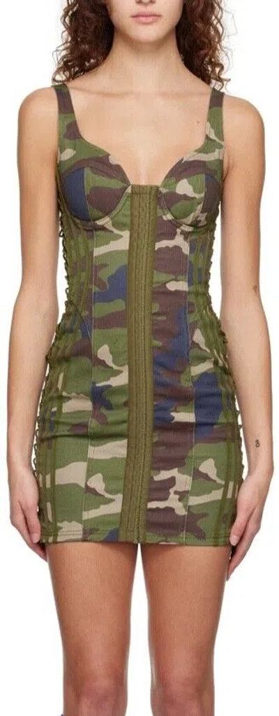 Pre-owned Adidas Originals Adidas Ivy Park Green Camouflage Minidress Beyonce Army Dress Women Size Small