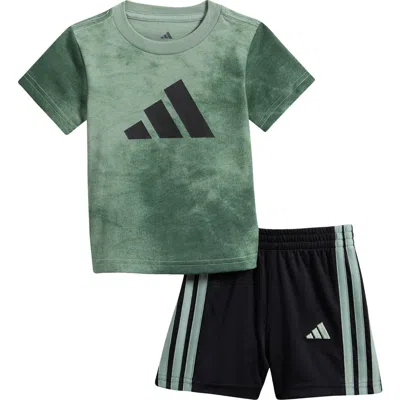 Adidas Originals Babies' Adidas Jersey Graphic T-shirt & Shorts Set In Green