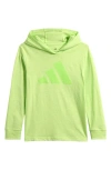 Adidas Originals Adidas Kid's Hooded Long Sleeve T-shirt In Pulse Lime
