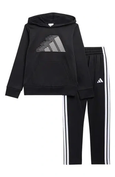 Adidas Originals Adidas Kids' 2-color Logo Fleece Hoodie & Joggers Set In Black
