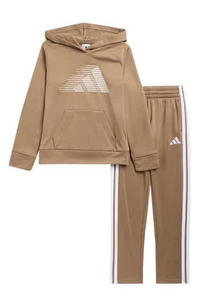 Adidas Originals Adidas Kids' 2-color Logo Fleece Hoodie & Joggers Set In Khaki