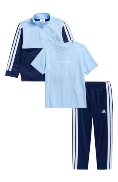 Adidas Originals Adidas Kids' 3-piece Tricot Jacket, T-shirt & Joggers Set In Blue