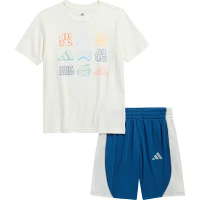 Adidas Originals Adidas Kids' 3-stripes T-shirt & Mesh Shorts Set In Multi