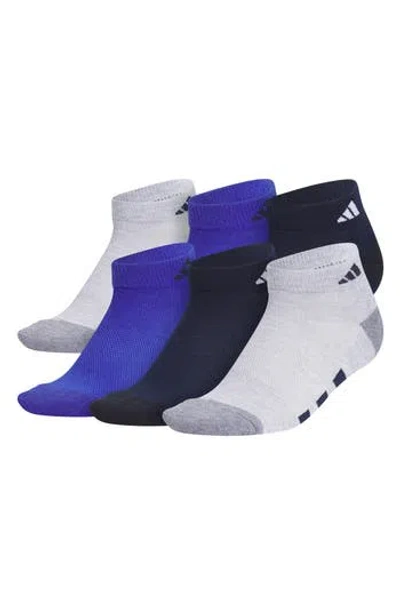 Adidas Originals Adidas Kids' 6-pack Aeroready Athletic Cushioned Low Cut Socks In Light Heather/navy/blue