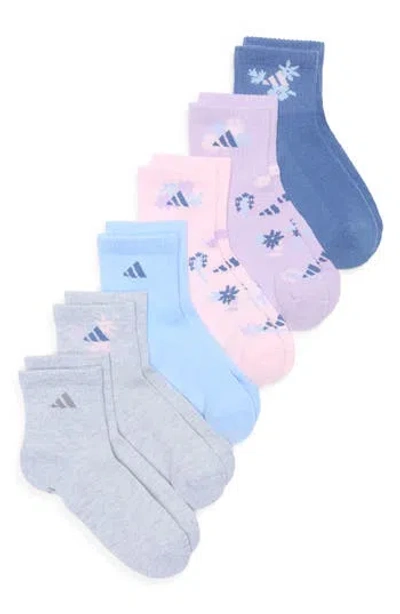 Adidas Originals Adidas Kids' 6-pack Cushioned Quarter Socks In Multi
