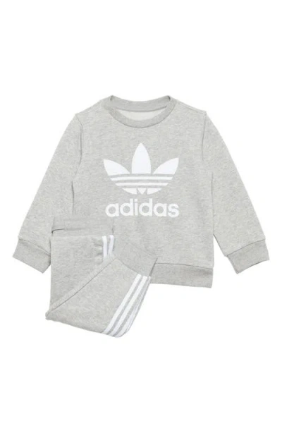 Adidas Originals Adidas Kids' Adicolor Trefoil Sweatshirt & Joggers Set In Medium Grey Heather