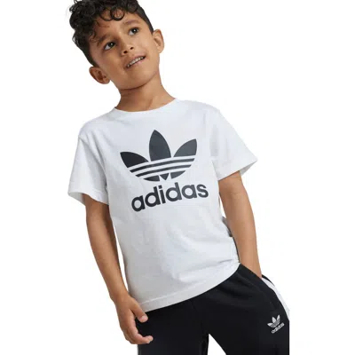 Adidas Originals Adidas Kids' Adicolor Trefoil T-shirt & Shorts Set In White/black