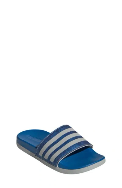 Adidas Originals Adidas Kids' Adilette Comfort Slide Sandal In Royal/grey Two