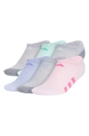 Adidas Originals Adidas Kids' Athletic Cushioned Low Cut Socks In Heather/grey/aqua Blue