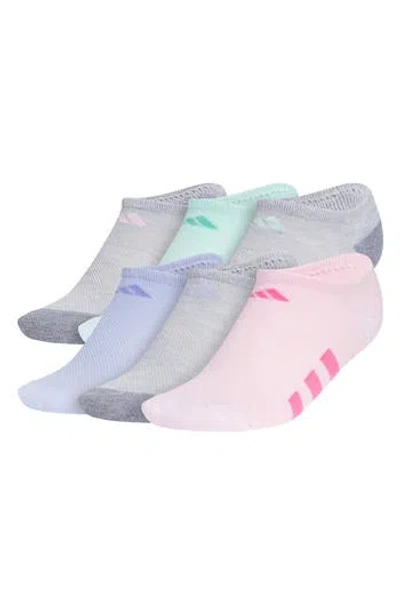 Adidas Originals Adidas Kids' Athletic Cushioned Low Cut Socks In Heather/grey/aqua Blue