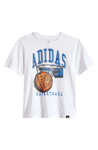 Adidas Originals Adidas Kids' Basketball Dunk Cotton Graphic T-shirt In White