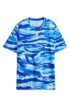 Adidas Originals Adidas Kids' Camo Print Cotton T-shirt In Brite Blue