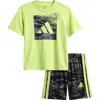 Adidas Originals Adidas Kids' Camo Print T-shirt & Shorts Set In Pulse Lime