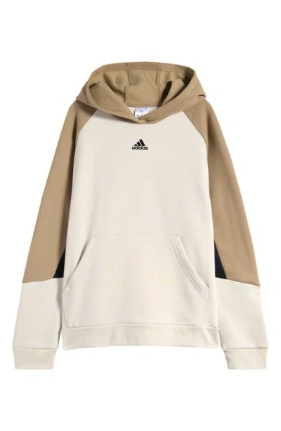 Adidas Originals Adidas Kids' Colorblock Fleece Pullover Hoodie In Cream