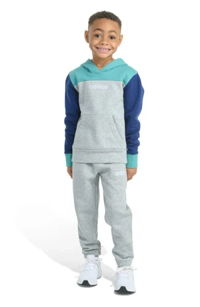 Adidas Originals Adidas Kids' Colorblock Hoodie & Joggers Set In Gray