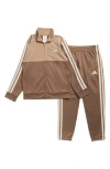 Adidas Originals Adidas Kids' Colorblock Tricot Jacket & Pants Set In Brown