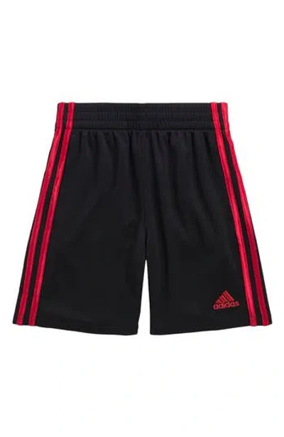 Adidas Originals Adidas Kids' Core 3-stripe Mesh Shorts In Black/red